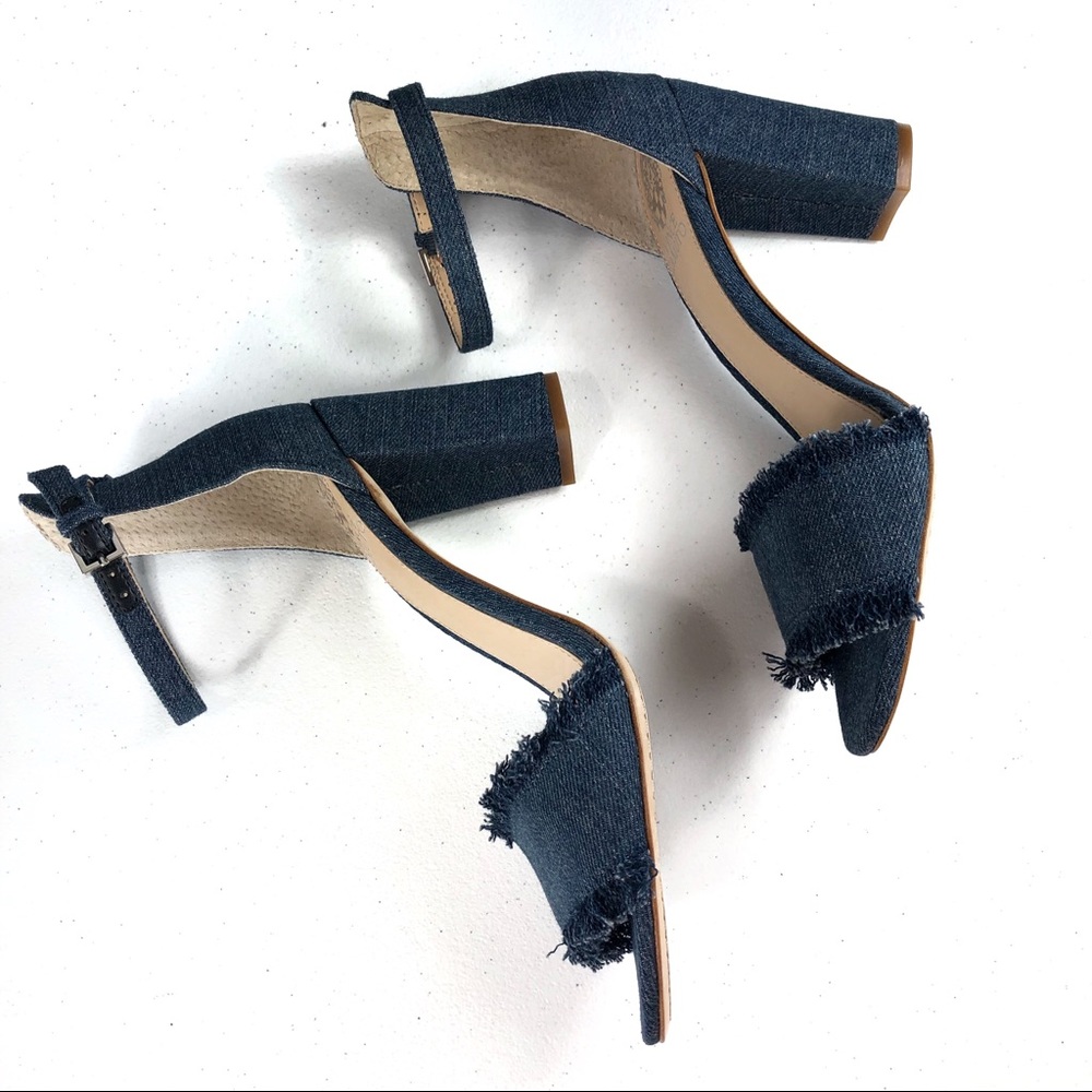 Vince Camuto Mid Blue Frayed Denim Shoes Size 8.5 - Picture 5 of 8